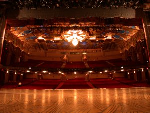 View of the Pantages Theatre house from upstage center from the Hollywood stagehands union IATSE Local 33 web site.